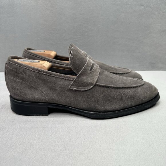 Mens 8 / EU 41 Scarpe De Bianco The Brera Grey Suede Penny Loafer SPQR Easy Chic - Picture 1 of 10